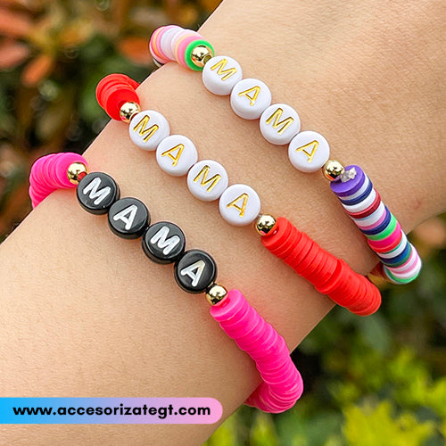 Pulseras de Silicón con la Palabra Mamá [P1145-6]