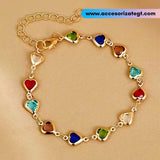 Pulsera con Cuentas de Corazones Multicolor [P1209]