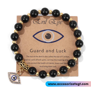 Pulsera Negra con Dije de Ojo Turco [P1212]