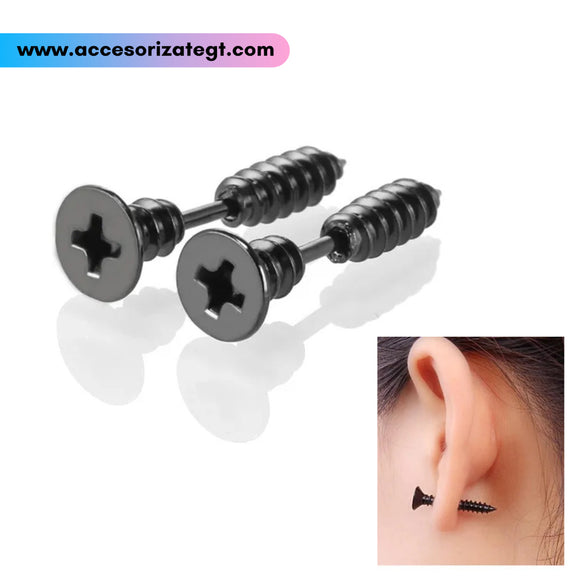 Aretes en Forma de Tornillos Negros [UA285]