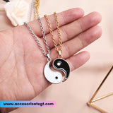 Set de Cadenas Complementarias de Yin Yang, Acero Oro y Plata [CN069]