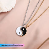 Set de Cadenas Complementarias de Yin Yang, Acero Oro y Plata [CN069]