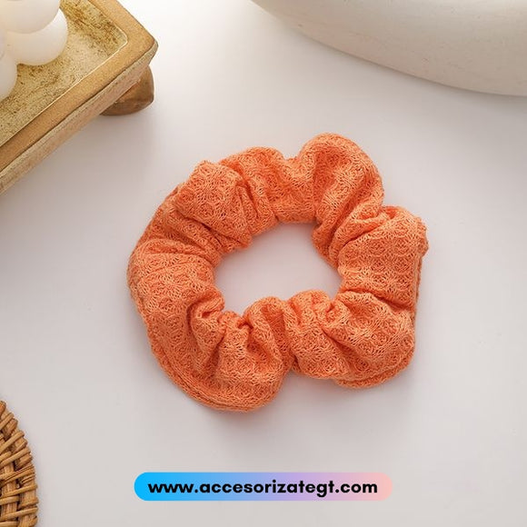 Scrunchie de Algodón Tipo Waffle Color Naranja [CP063]