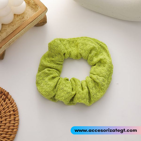 Scrunchie de Algodón Tipo Waffle Color Verde [CP065]