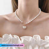Gargantilla de Perlas con Dije de Corazón [EL347]