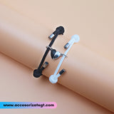 Set de Pulseras con Imanes en Forma de Corazón Bicolor, Blanco y Negro [JP509]
