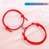 Set de Pulseras con Imán de Corazón, Rojo [JP540]