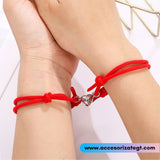 Set de Pulseras con Imán de Corazón, Rojo y Negro [JP541]