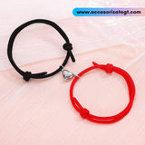 Set de Pulseras con Imán de Corazón, Rojo y Negro [JP541]