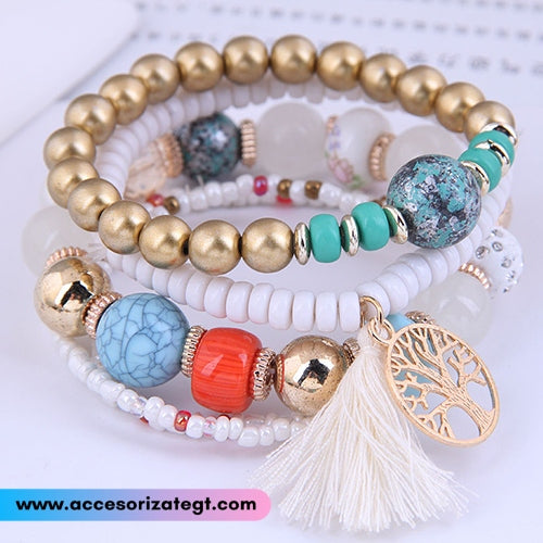 Set de Pulseras Multicolor con Dije de Árbol de la Vida [JP621]