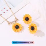 Set de Cadena y Aretes de Girasoles [OT386]