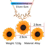 Set de Cadena y Aretes de Girasoles [OT386]