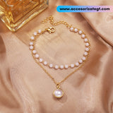 Pulsera Doble Decorada con Perlas [P975]