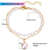 Pulsera Doble Decorada con Perlas [P975]